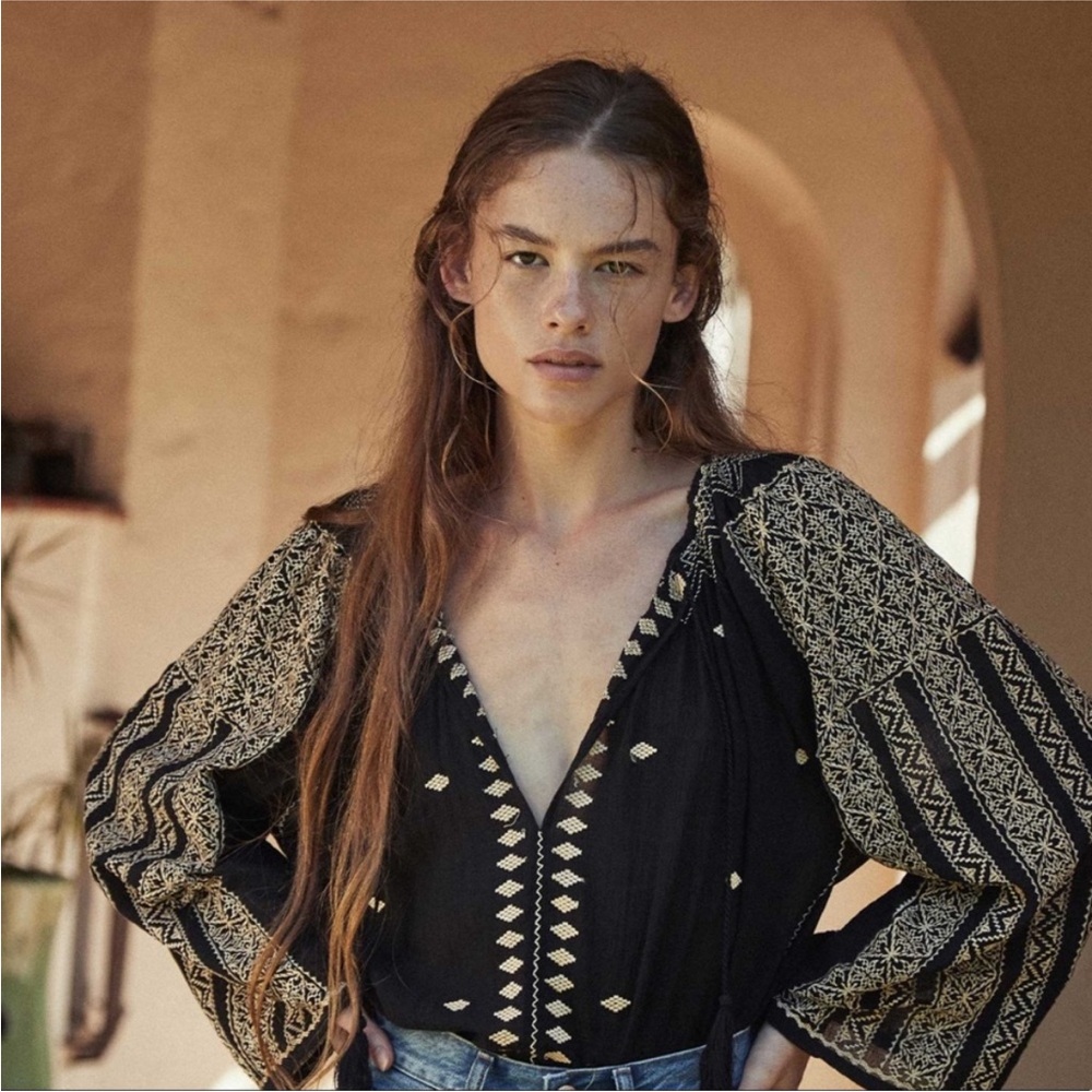 NWT Doen Valadon black embroidered top - Picture 2 of 10